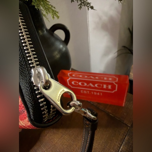 Coach Red Tartan Plaid Wristlet - Picture 4 of 11